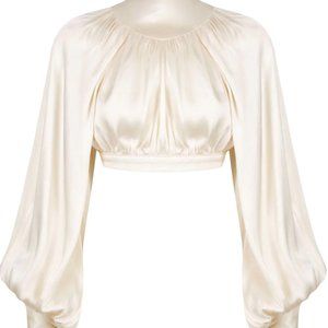 SHONA JOY LA LUNE HIGH NECK TIE UP CROP TOP - CREAM